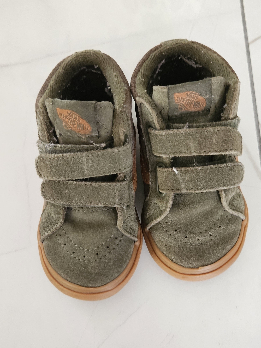Vans Kids Olive Green Suede Double-Strap Sneakers